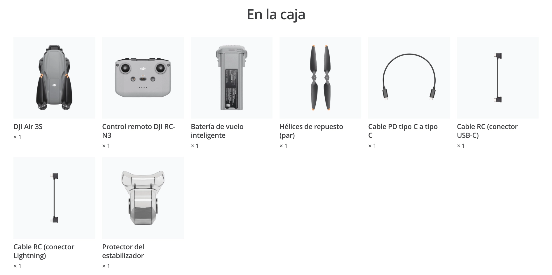 DJI Air 3s contenido del embalaje