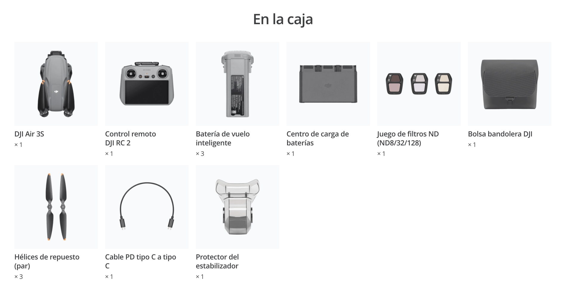 Contenido del embalaje DJI Air 3s 