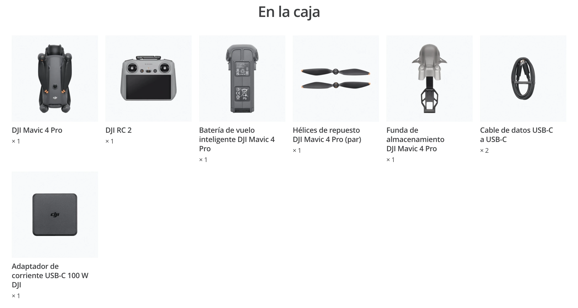 Contenido del embalaje Mavic 4 Pro Single