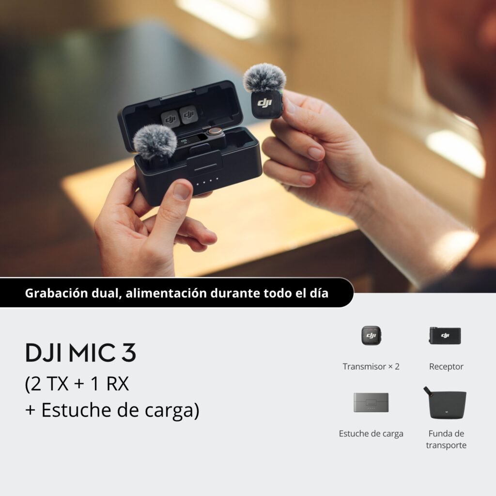 DJI Mic 3 (2 TX + 1 RX + estuche de carga) - Dronescan