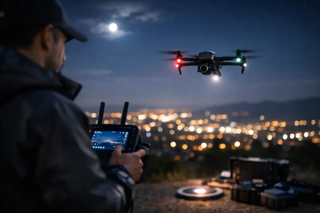 Vuelo nocturno con drones: guía para operar seguro