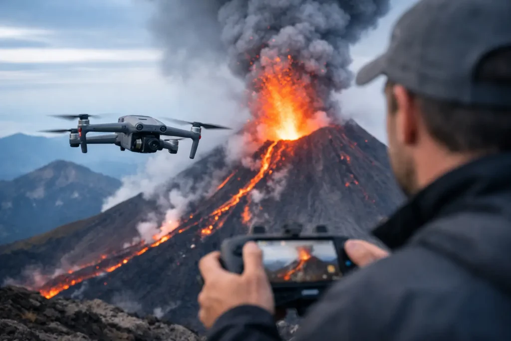 Volar drones DJI en volcanes con seguridad